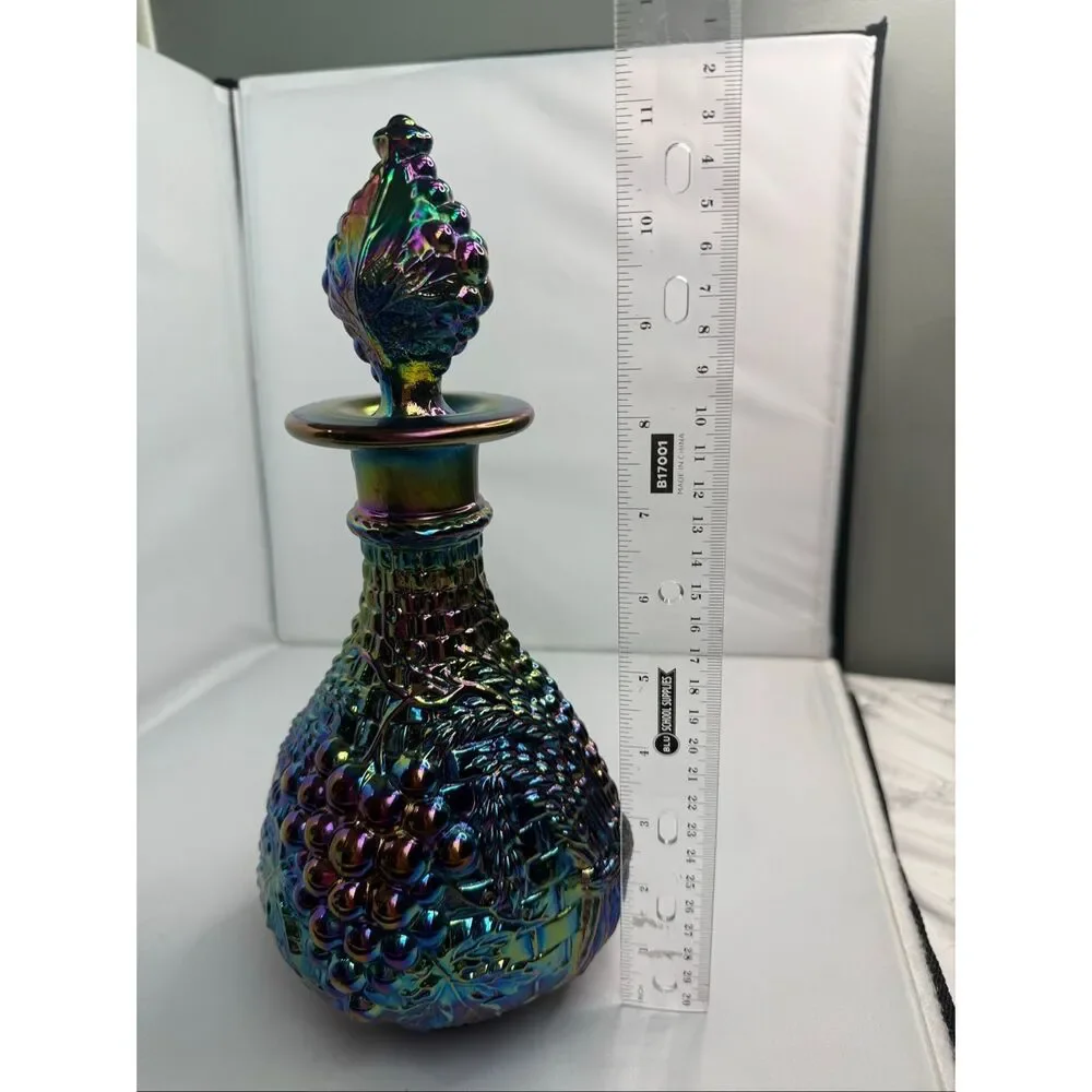 Fenton Amethyst Golden Harvest Carnival Glass Decanter w/Stopper and Box